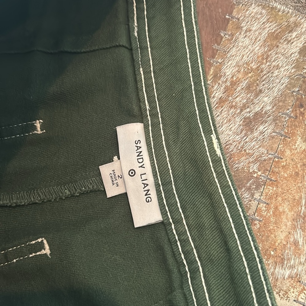 Sandy Liang Forest Green Carpenter Staight Leg Barrel Jeans Size 2‎ - Picture 6 of 9